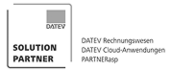 DATLEV Lösungspartner-Logo mit dem Text "DATLEV Rechnungswesen", "DATLEV Cloud-Anwendungen" und "PARTNERasp".