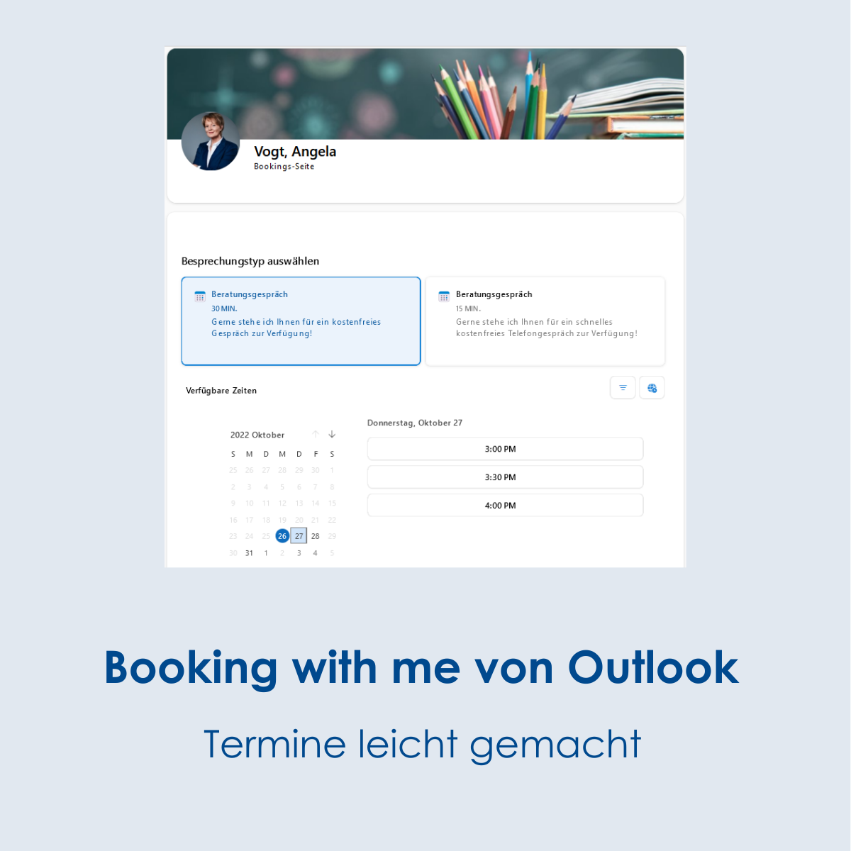 Booking with me Outlook